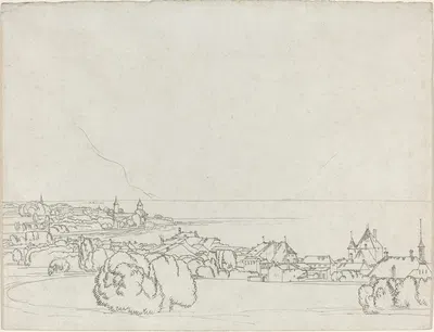 A View of Vevey with La Tour de Peilz in the Distance by Francis Towne, 1781 — digital art print download