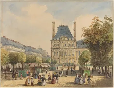 Rue de Rivoli and Pavillon Marsan by François Etienne Villeret — digital art print download
