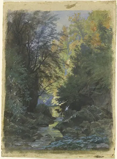 Ручей через густой лес by Франсуа-Луи Франсэ, 1884 — digital art print download