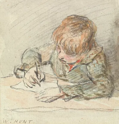 A Boy Writing by Уильям Генри Хант — digital art print download