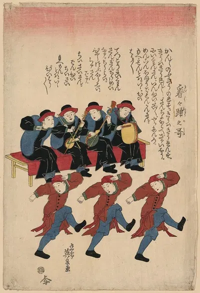 Канкан одори но ута by Кейсаи Эйзен, 1825 — digital art print download