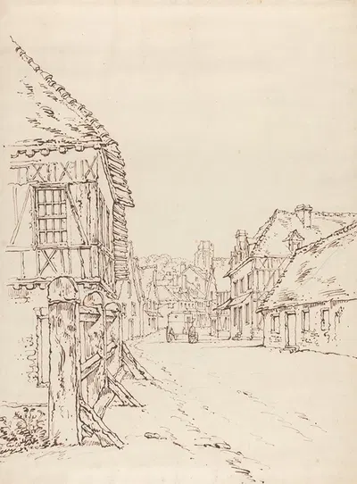 View of a Street in a French Town by Уильям Генри Хант — digital art print download