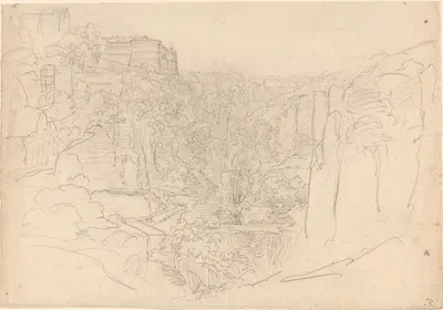 Fortified Castle Above a Narrow Valley by Friedrich Salathé — digital art print download