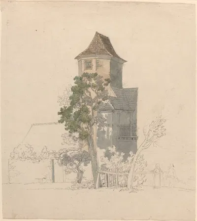 Tower of a Fortified House (recto) by Фридрих Салатэ, 1814-1815 — digital art print download