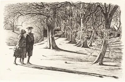 Two Children in the Snow by Джордж Дю Мориэ — digital art print download