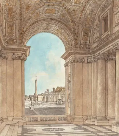 Площадь Святого Петра, вид через арку базилики by Джакомо Кваренги, 1778-1779 — digital art print download