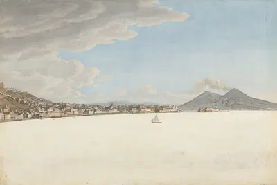 Залив Неаполя с вулканами Везувий и Сомма by Джованни Баттиста Лузиери, 1782-1794 — digital art print download