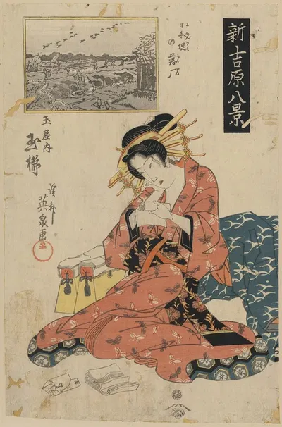 Нихонцудзуми но ракуган тамая ути Тамагуши by Кейсаи Эйзен, 1818 — digital art print download