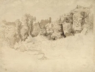 Rock Formations near Olevano by Генрих Дребер, 1847-1848 — digital art print download