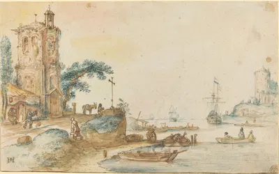 Сцена с башней слева by Хендрик Аверкамп, c. 1620 — digital art print download