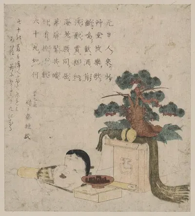 Санпоуказари и отафуку но мен by Кейсаи Эйзен, 1820 — digital art print download