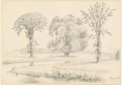 Landscape with Three Trees by James Wells Champney, 1863 — digital art print download