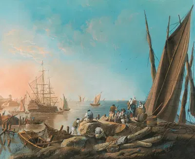 Устье реки Тахо by Жан-Батист Пилеман, 1789 — digital art print download