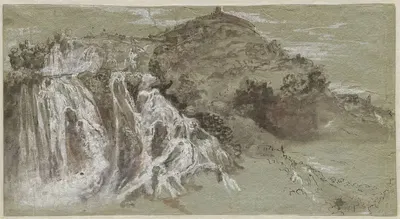 Водопады в Тиволи (лицевая сторона) by Франц Иоахим Бейх, 1704-1714 — digital art print download