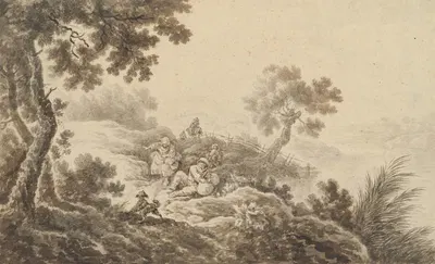 Landscape with Travelers by Johann Albrecht Dietzsch, 1776 — digital art print download