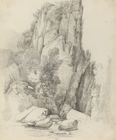 Rock Cliffs above a Stream by Иоганн Кристоф Эрхард, c. 1818 — digital art print download