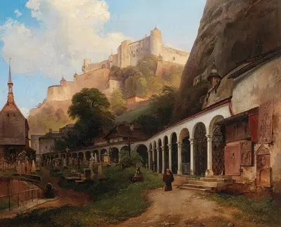 Зальцбург, вид на кладбище Святого Петра by Иоганн Фишбах, 1841 — digital art print download