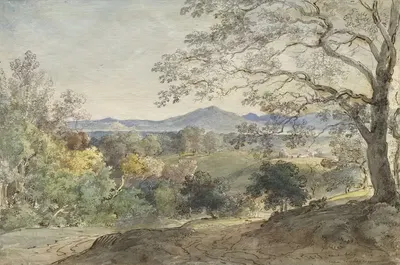 Вид через долину Инн на Альпы и Нойбёйрен by Иоганн Георг фон Диллис, c. 1790 — digital art print download
