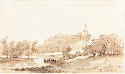 Замок Уорик с реки Эйвон by Джон Баверсток Найт, 1837 — digital art print download