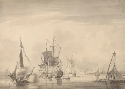 Harbor Scene by Джон Гринвуд, c. 1760 — digital art print download