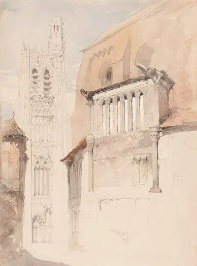 Tower of the Cathedral at Sens by Джон Рескин, c. 1845 — digital art print download