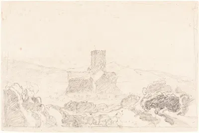 Landscape with Church by Джон Селл Котман — digital art print download