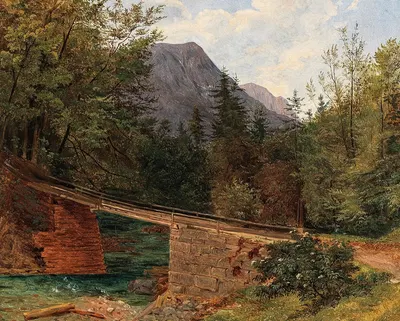 The Bridge by the Rettenbach Mill in Bad Ischl by Josef Feid — digital art print download