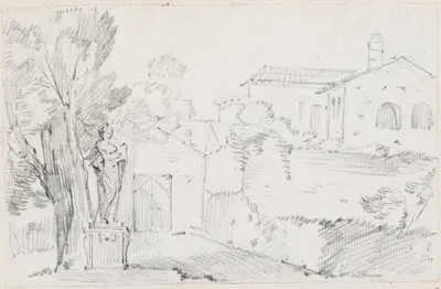 Corner of an Italian Garden with a Church Beyond by Жозеф-Мари Вьен, 1744-1750 — digital art print download