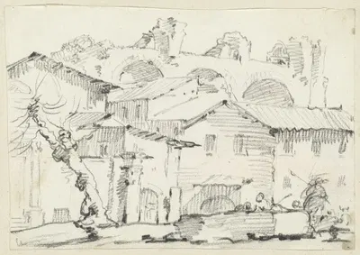 Houses on the North Side of the Forum with the Basilica of Maxentius Beyond by Жозеф-Мари Вьен, 1746-1749 — digital art…