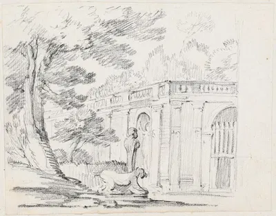 Loggia and Statuary in an Italian Garden by Жозеф-Мари Вьен, 1744-1750 — digital art print download