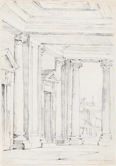 Portico of the Palazzo Nuovo,on the Campidoglio by Жозеф-Мари Вьен, 1744-1750 — digital art print download