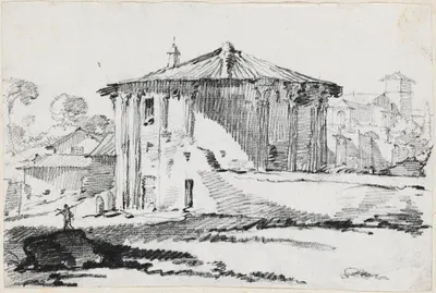 The Round Temple on the Piazza Bocca della Verità,Rome by Жозеф-Мари Вьен, 1744-1750 — digital art print download