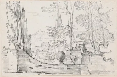 View across the Wall of an Italian Garden by Жозеф-Мари Вьен, 1744-1750 — digital art print download