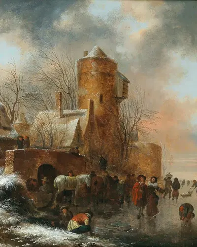 Зимний пейзаж с укрепленным городом by Николас Моленер — digital art print download