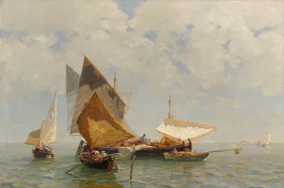 Venice, fisherboat in the lagoon by Ludwig Dill, 1889 — digital art print download