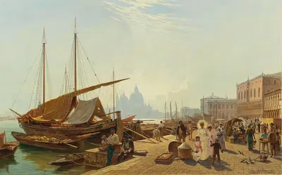 Рива Шиавони в Венеции by Людвиг Ханс Фишер, 1884 — digital art print download