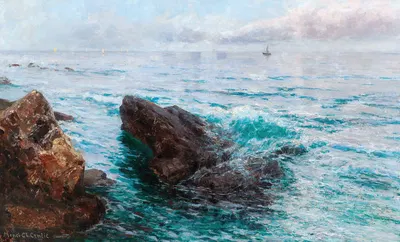 Coastline with Boats by Menci Clement Crnčić — digital art print download