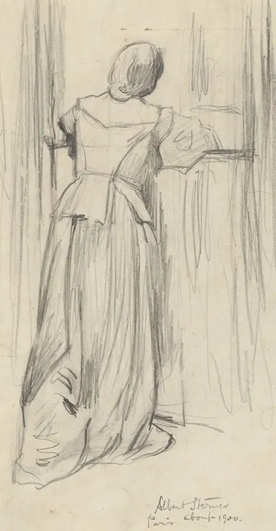 F.l. portrait of woman with back to viewer, at window by Albert Sterner, 1900 — digital art print download