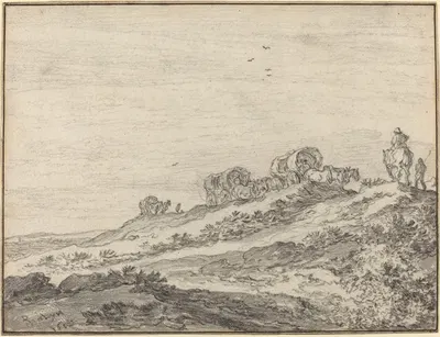 Travellers along the Crest of a Hill by Pieter de Molijn, 1652 — digital art print download