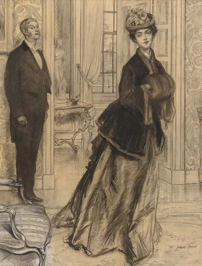 Mrs. Alcot arrives by Albert Sterner, 1904 — digital art print download