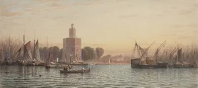 The Harbor of Seville by Samuel Colman, 1867 — digital art print download