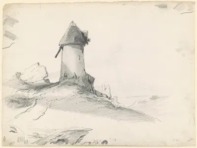 Landscape with Mill by Seth Wells Cheney, 1835-1840 — digital art print download