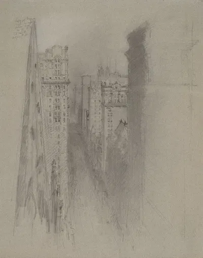 North on Broadway from Trinity Church by Стэнфорд Уайт, c. 1900 — digital art print download