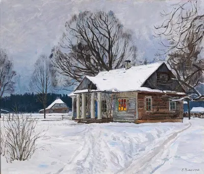 Загородный дом на закате зимой by Станислав Юлианович Жуковский — digital art print download