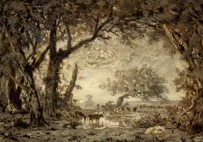 Закат из Леса Фонтенбло by Теодор Руссо, 1848 — digital art print download