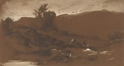 Figures in a Landscape by William Hart, 1860 — digital art print download