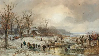 Зимние развлечения на закате солнца by Адольф Штадеманн, 1879 — digital art print download