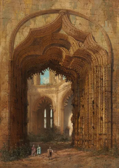 Ruined Church by Adrien Dauzats, c. 1840 — digital art print download