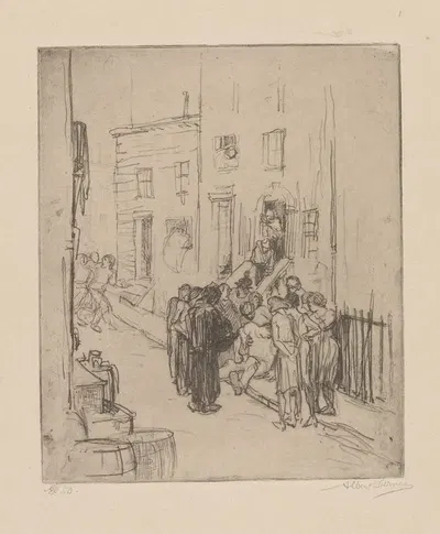 Trouble in the street by Albert Sterner, 1926 — digital art print download