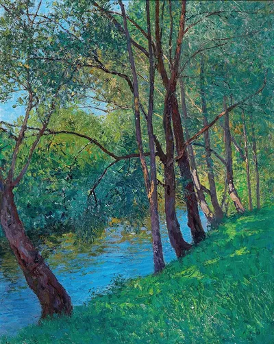 Ручей в Ау (на Кремсе, Нижняя Австрия, Кремс, Дунай) by Альфред Цофф, 1909 — digital art print download
